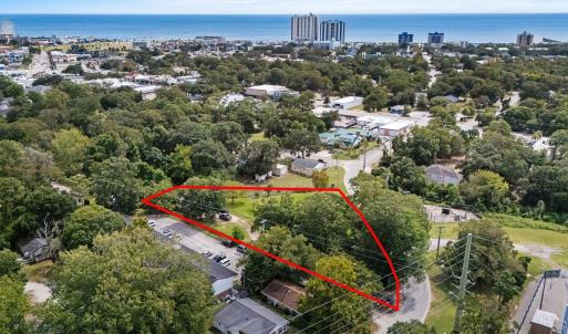 View of urban area with property parcel outlined a