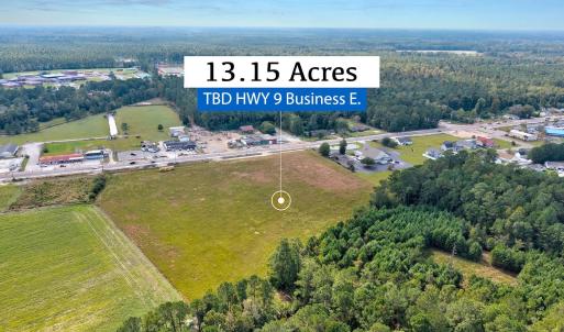 Aerial overview of property's location with a heav