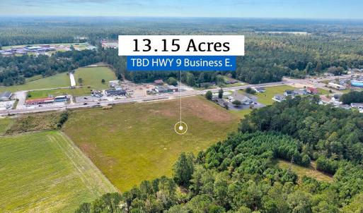 Aerial overview of property's location with a heav