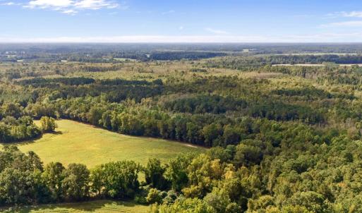 Aerial view of a heavily wooded area