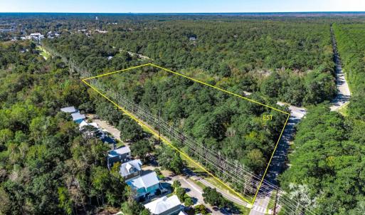 Aerial overview of property's location with proper