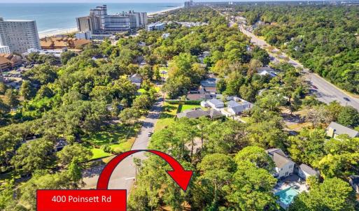 Aerial overview of property's location with a near