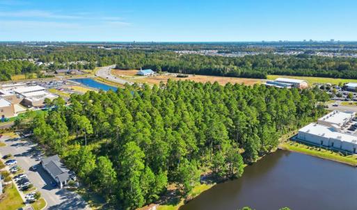 Drone / aerial view of a nearby body of water and