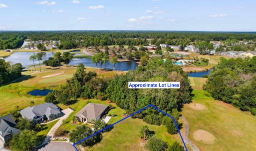 Aerial perspective of suburban area with a golf co