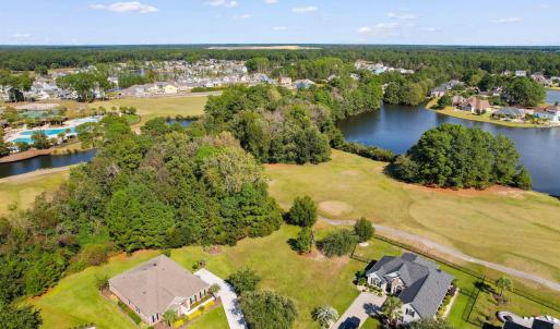 Aerial view of residential area featuring a large
