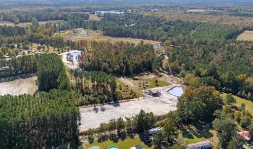 Aerial overview of property's location with a heav