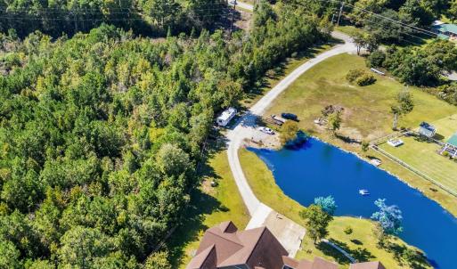 Aerial view of a nearby body of water