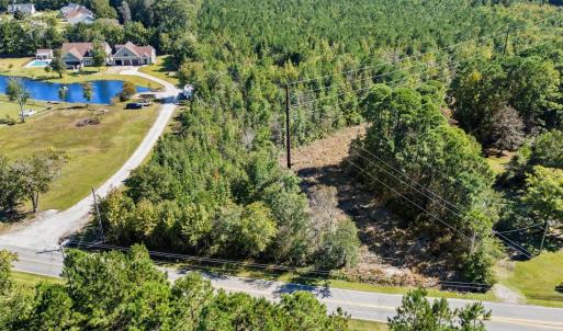 Bird's eye view of a nearby body of water and a fo