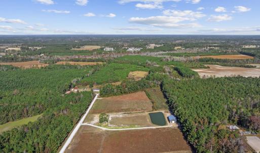 Aerial overview of property's location with a heav