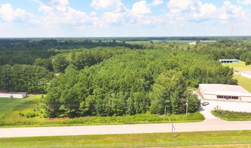 Aerial view of a heavily wooded area