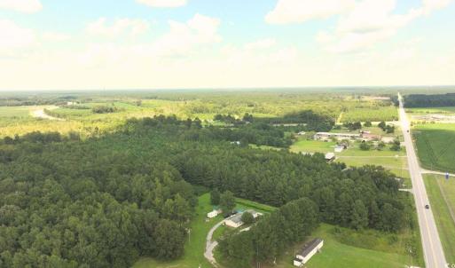 Aerial overview of property's location with a heav