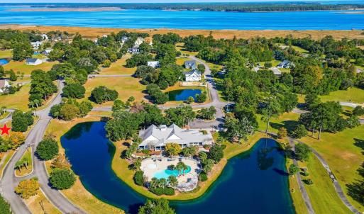 Bird's eye view of a nearby body of water
