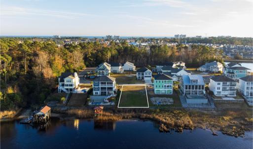 Aerial view of residential area featuring a nearby