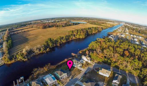 Aerial overview of property's location featuring a