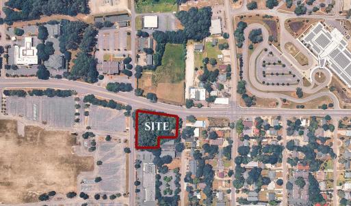 Aerial map of property and surrounding area with p