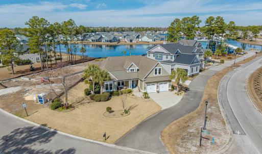 Aerial view of residential area featuring a large