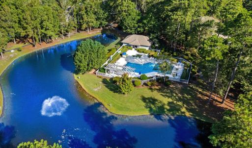 Drone / aerial view of a nearby body of water and