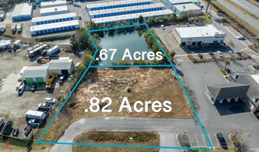 Aerial view of property's location with property b