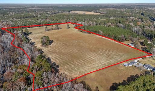 Aerial view of sparsely populated area with proper