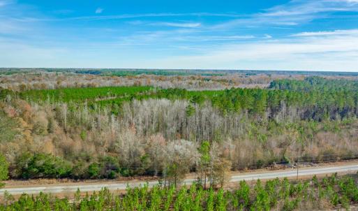 Aerial view of a heavily wooded area