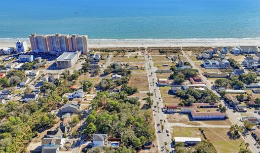 Aerial view of residential area with extended coas