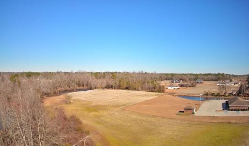 Aerial view of a nearby body of water