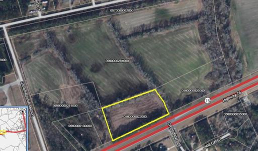 Map of property location with property parcel outl