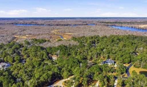 Drone / aerial view of a nearby body of water and