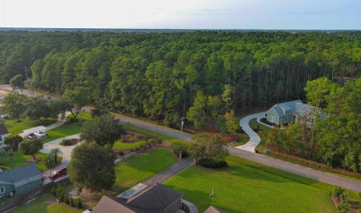 Aerial view of a heavily wooded area