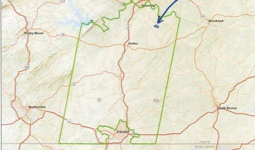Location Map. Dews Road, Hurt VA.  Approx. 35 miles to Lynchburg