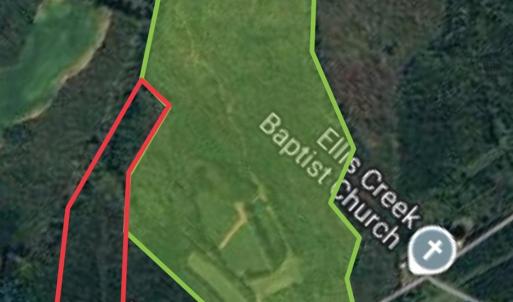 Red outline is this property. The Highlighted large parcel is also for sale, the two parcels connect.