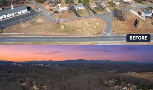 Digitally altered photo. The building does not exist but is being used to show the potential development of the property.