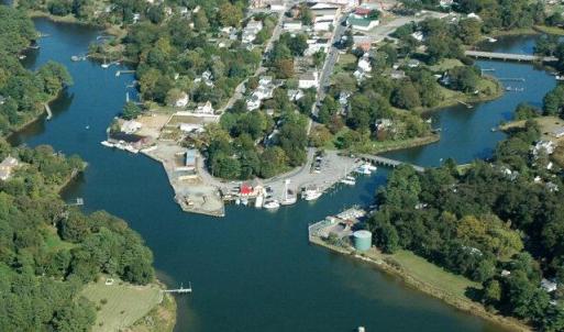 Aeriel view of downtown Onancock area.