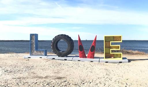 Our LOVE sign next to fishing pier