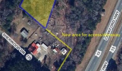 Line shows new area for access/driveway