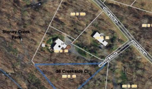 Shows proximity to Stoney Creek Park and trails along the creek