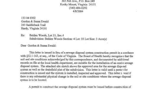 Septic Certification Letter page 1