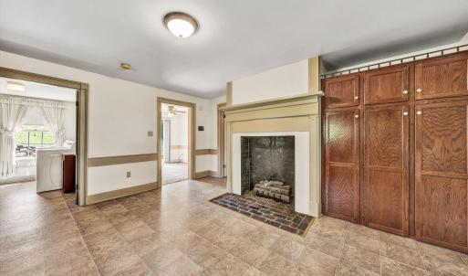 Kitchen with Gas log Fireplace