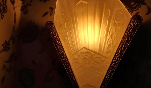 Vintage art deco sconce in Powder Rm