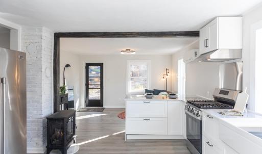 Kitchen with wood stove