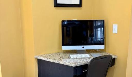 Desk in kitchen