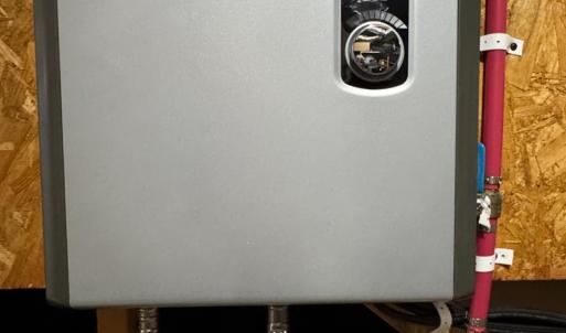 A tankless water heater saves energy and supplies plenty of hot water.