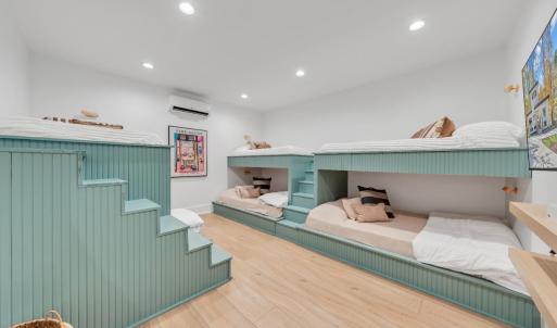 Custom, one of it's kind bunk room offers tons of space for children and guest!
