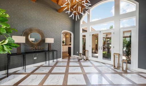 Marble & hardwood harlequin patterned floor