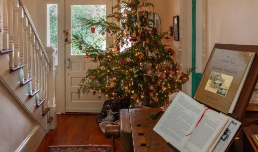 Each year, the Christmas tree in the foyer is cut fresh from the property!