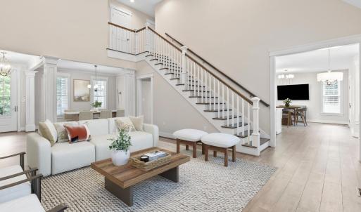 Staircase to Second Level Living Room Virtually Stagged