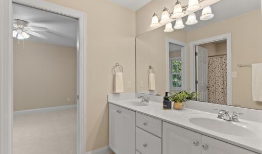 Jack & Jill bathroom with double sinks shared b/t bedroom 3 & 4 making this the 3rd full bathroom upstairs