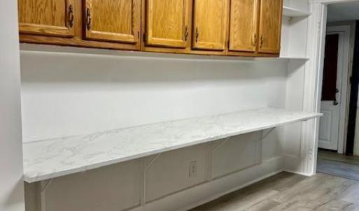 New flooring and breakfast bar