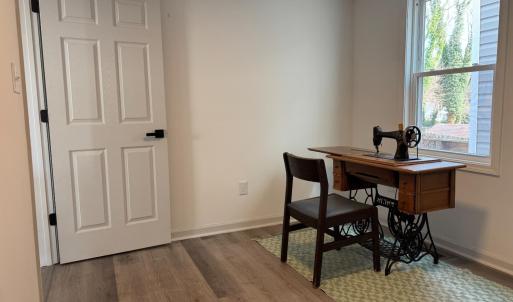 Bedroom 1 is right off the dining area on the first floor.