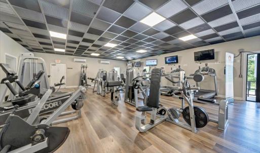 Community gym is located right off the year round indoor pool!